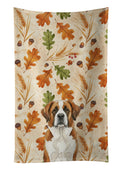 Brown and White Saint Bernard Heirloom Fall Kitchen Towel Velour Plush Front and Cotton Loop Back Machine Washable