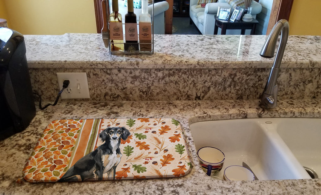 Black and Tan Saluki Heirloom Fall Dish Drying Mat Absorbent Dish Drying Mat Pad for Kitchen Counter Dish Drainer Mat for Countertop, 14 x 21", Multicolor