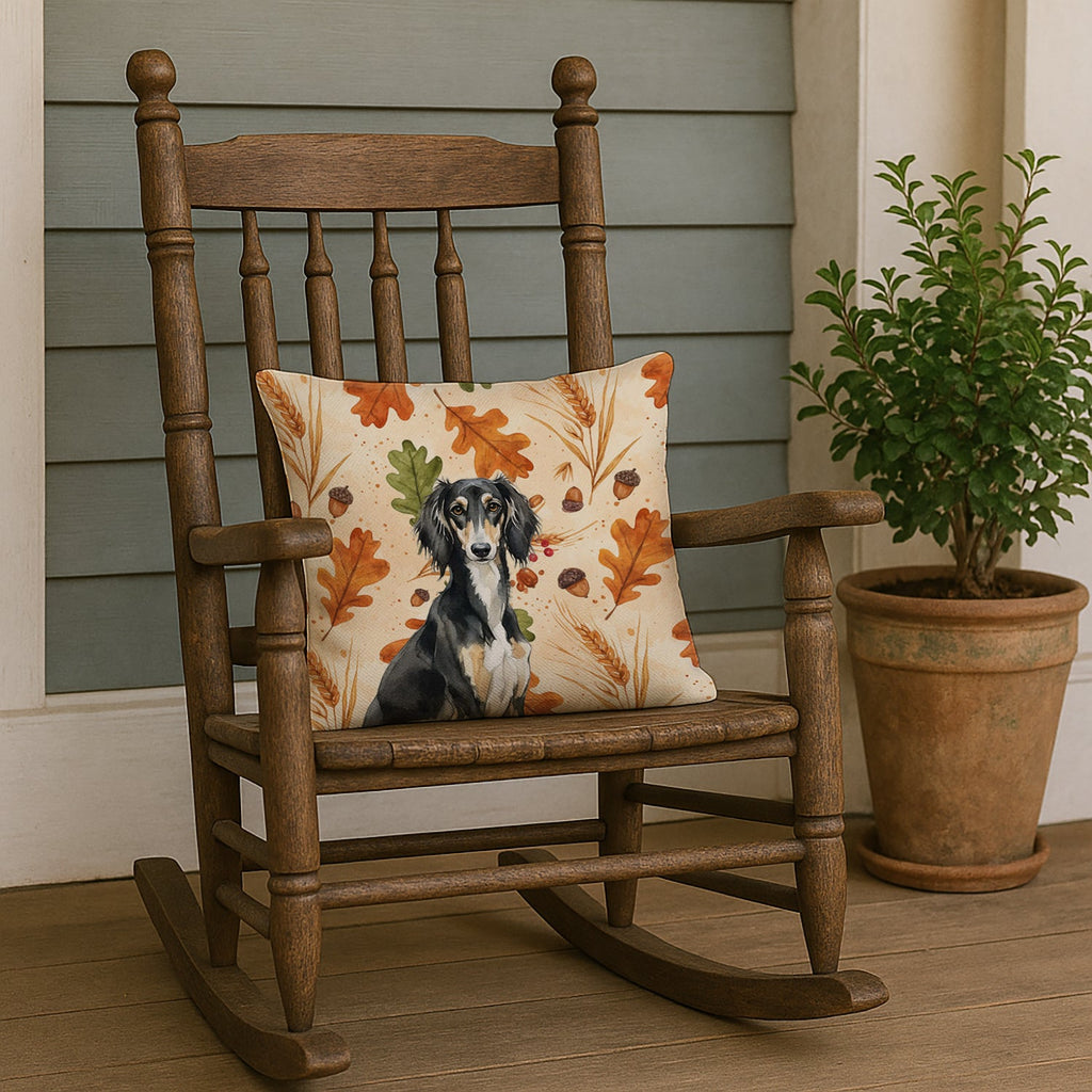 Black and Tan Saluki Heirloom Fall Decorative Throw Pillow 18x18 Indoor Outdoor Accent Cushion, Fabric Cover with Insert for Sofa, Bed, Porch & Living Room