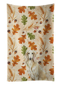 Cream Saluki Heirloom Fall Kitchen Towel Velour Plush Front and Cotton Loop Back Machine Washable