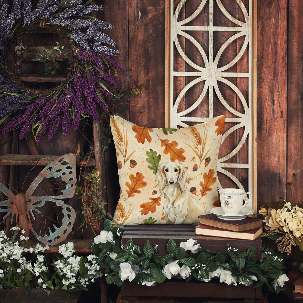 Cream Saluki Heirloom Fall Decorative Throw Pillow 18x18 Indoor Outdoor Accent Cushion, Fabric Cover with Insert for Sofa, Bed, Porch & Living Room