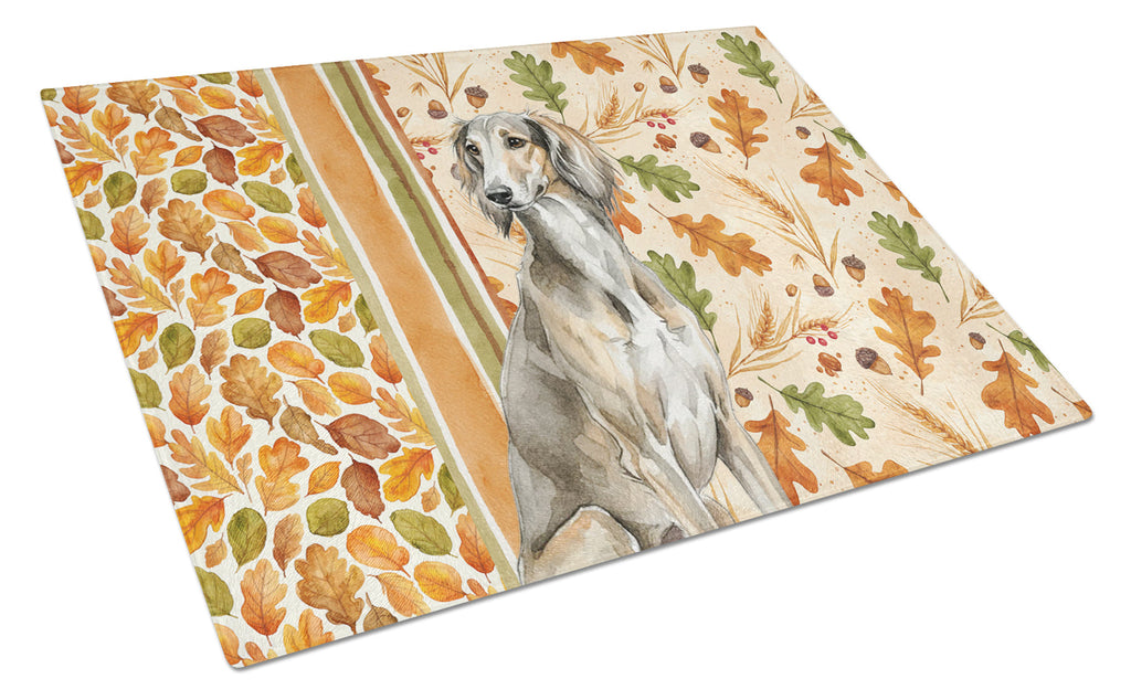 Grizzle Saluki Heirloom Fall Cutting Board Tempered Glass Kitchen Cutting Surface, Heat Resistant Chopping, Non-Slip Feet, Food Prep & Serving
