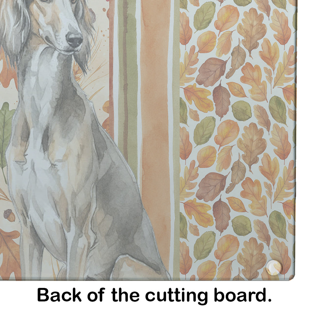 Grizzle Saluki Heirloom Fall Cutting Board Tempered Glass Kitchen Cutting Surface, Heat Resistant Chopping, Non-Slip Feet, Food Prep & Serving