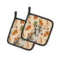 Grizzle Saluki Heirloom Fall Pot Holder Set of 2 Heat Resistant Quilted Hot Pads 7.5 x 7.5 Inch, Insulated Kitchen Trivets for Cooking & Baking