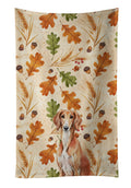 Red Saluki Heirloom Fall Kitchen Towel Velour Plush Front and Cotton Loop Back Machine Washable