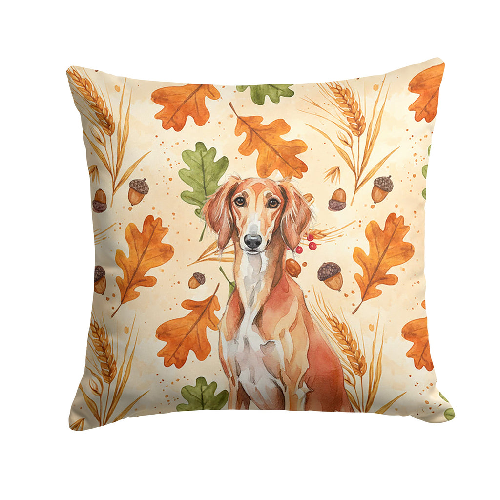 Red Saluki Heirloom Fall Decorative Throw Pillow 14x14 Indoor Outdoor Accent Cushion, Fabric Cover with Insert for Sofa, Bed, Porch & Living Room