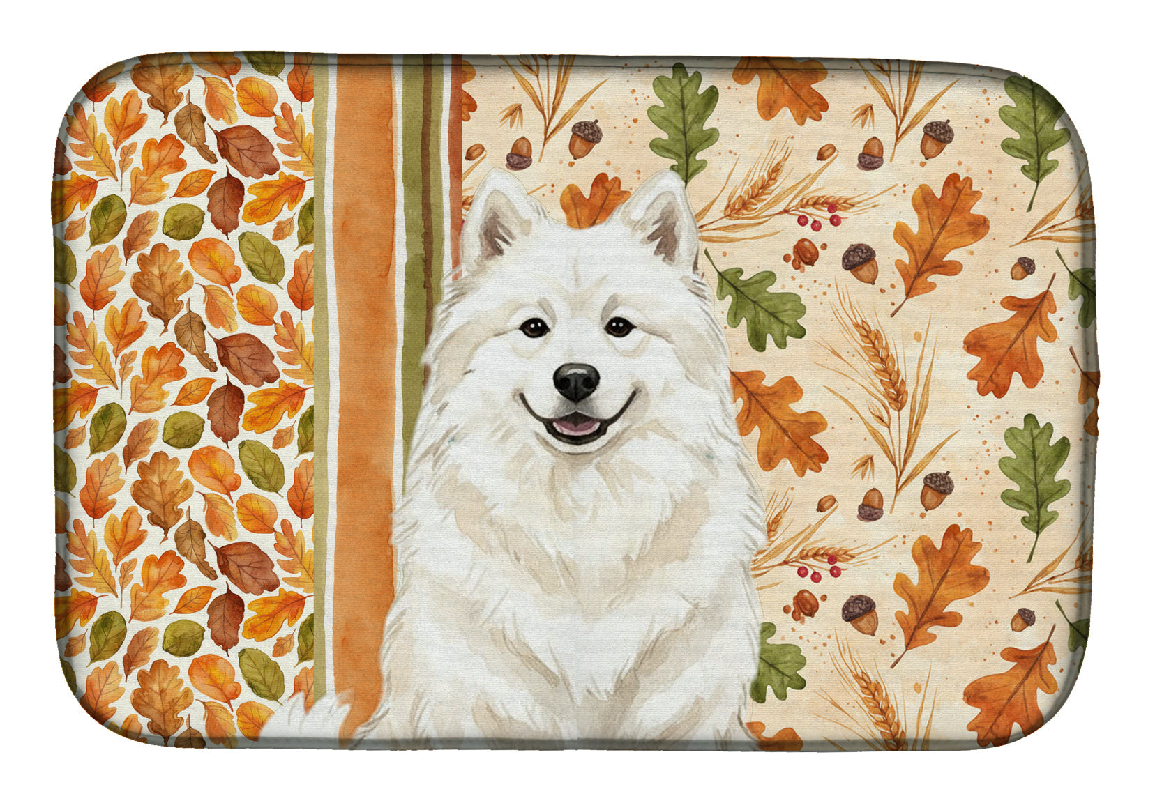 Cream Samoyed Heirloom Fall Dish Drying Mat Absorbent Dish Drying Mat Pad for Kitchen Counter Dish Drainer Mat for Countertop, 14 x 21", Multicolor