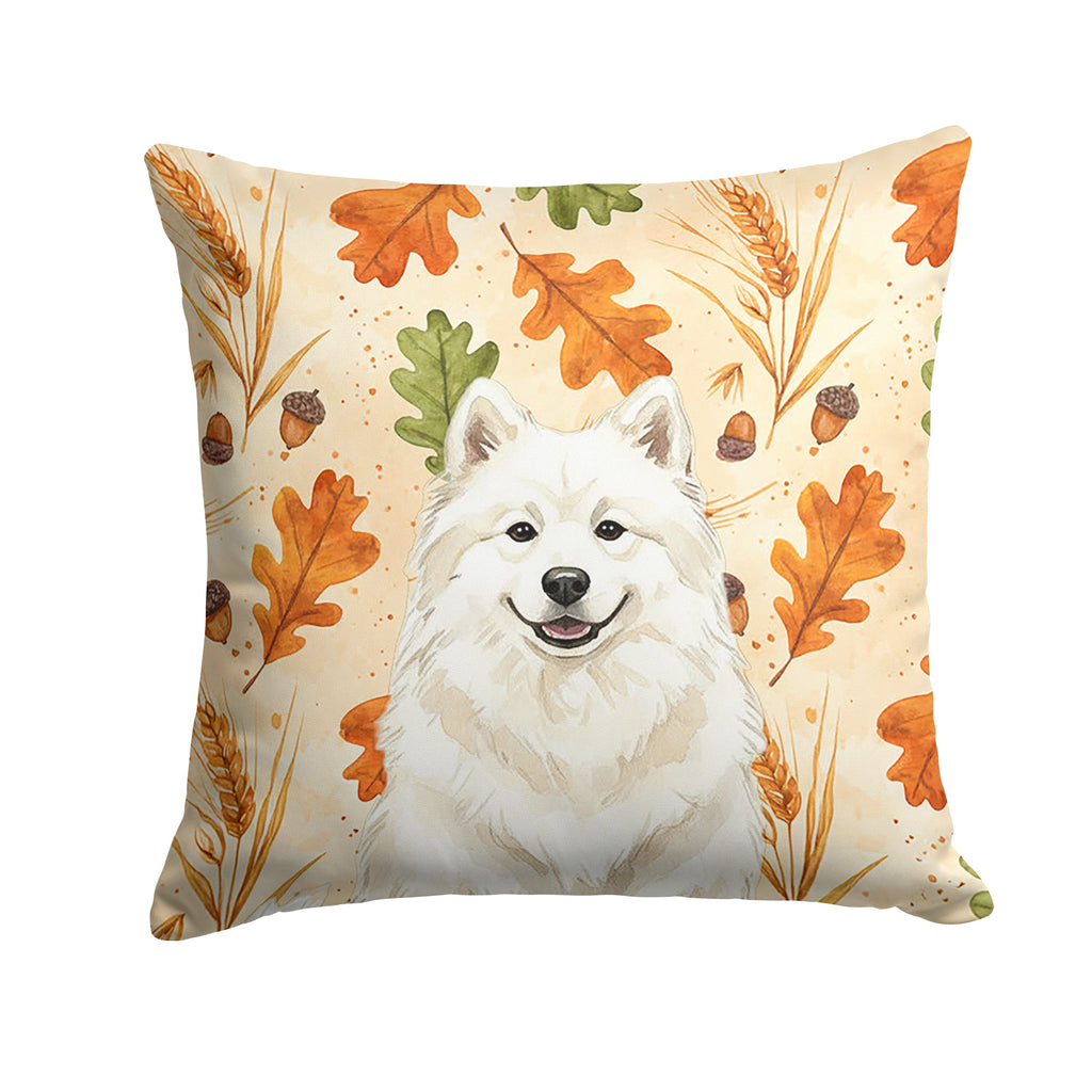 Cream Samoyed Heirloom Fall Decorative Throw Pillow 18x18 Indoor Outdoor Accent Cushion, Fabric Cover with Insert for Sofa, Bed, Porch & Living Room