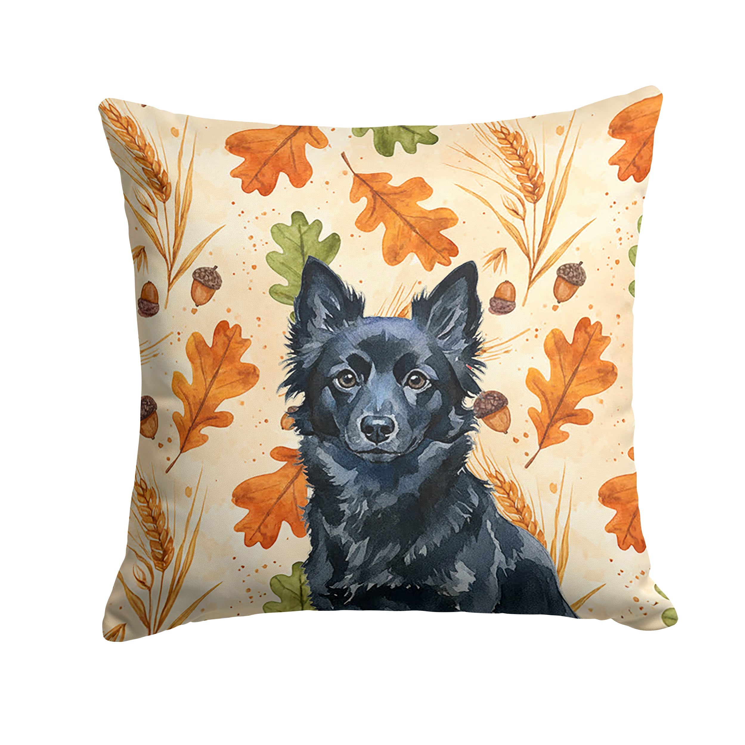 Schipperke Heirloom Fall Decorative Throw Pillow 14x14 Indoor Outdoor Accent Cushion, Fabric Cover with Insert for Sofa, Bed, Porch & Living Room