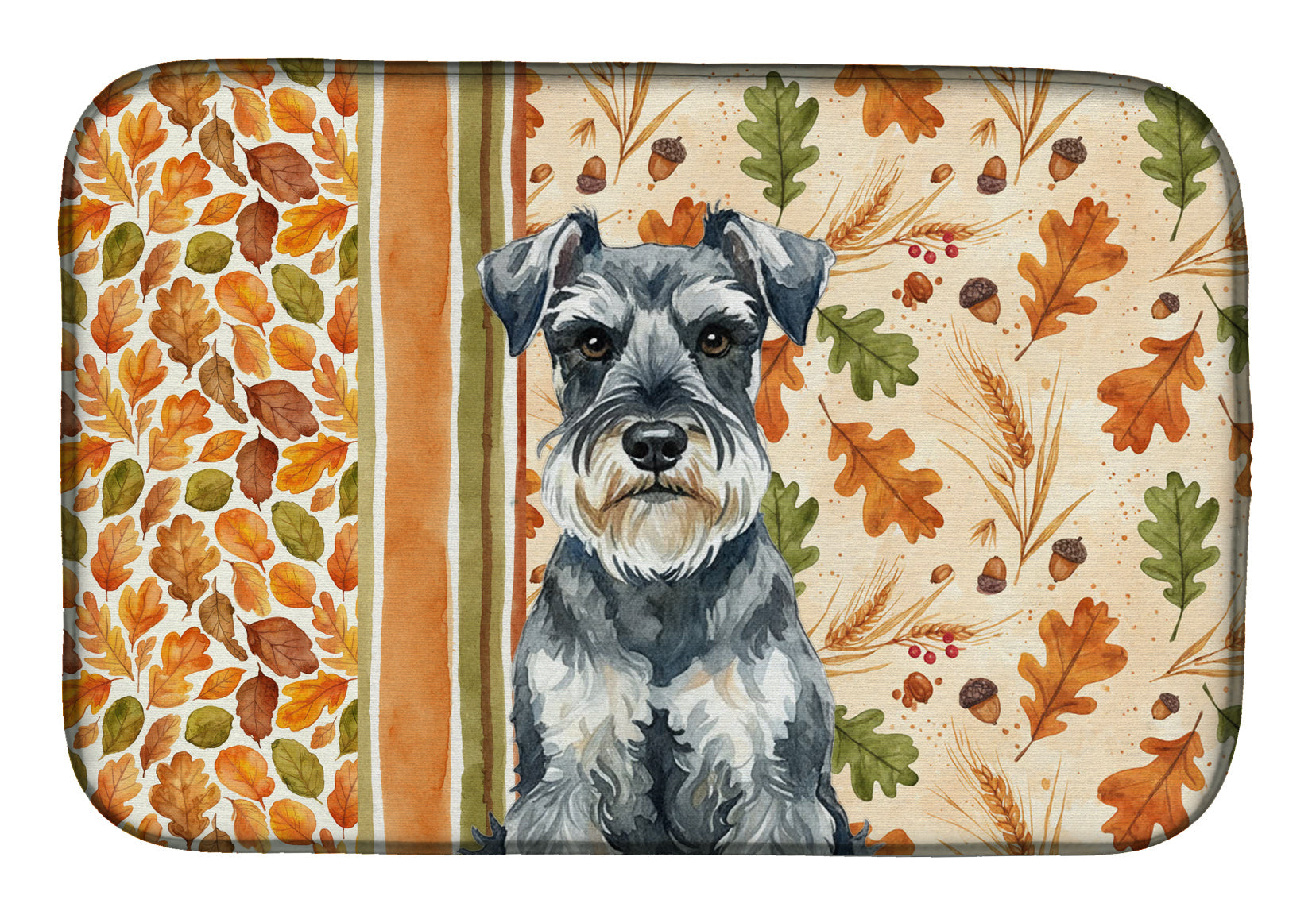 Schnauzer Heirloom Fall Dish Drying Mat Absorbent Dish Drying Mat Pad for Kitchen Counter Dish Drainer Mat for Countertop, 14 x 21", Multicolor