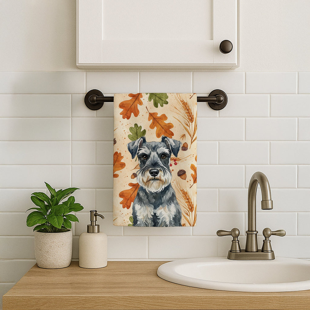 Schnauzer Heirloom Fall Kitchen Towel Velour Plush Front and Cotton Loop Back Machine Washable