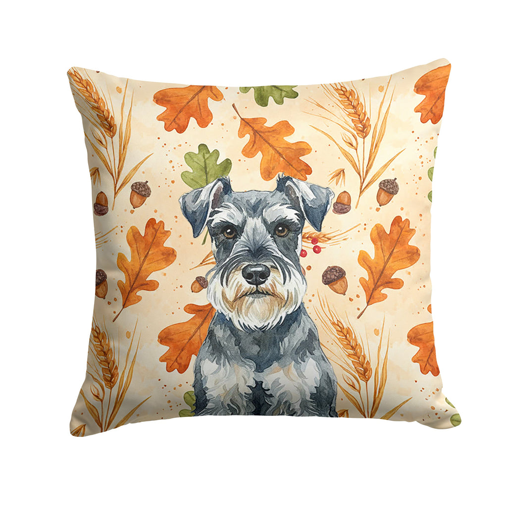 Schnauzer Heirloom Fall Decorative Throw Pillow 14x14 Indoor Outdoor Accent Cushion, Fabric Cover with Insert for Sofa, Bed, Porch & Living Room