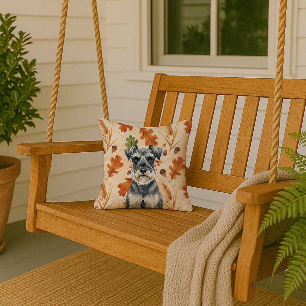 Schnauzer Heirloom Fall Decorative Throw Pillow 14x14 Indoor Outdoor Accent Cushion, Fabric Cover with Insert for Sofa, Bed, Porch & Living Room