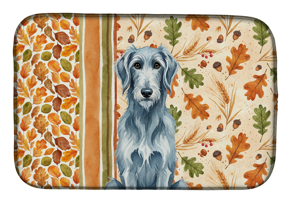 Blue-Gray Scottish Deerhound Heirloom Fall Dish Drying Mat Absorbent Dish Drying Mat Pad for Kitchen Counter Dish Drainer Mat for Countertop, 14 x 21", Multicolor