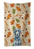 Blue-Gray Scottish Deerhound Heirloom Fall Kitchen Towel Velour Plush Front and Cotton Loop Back Machine Washable