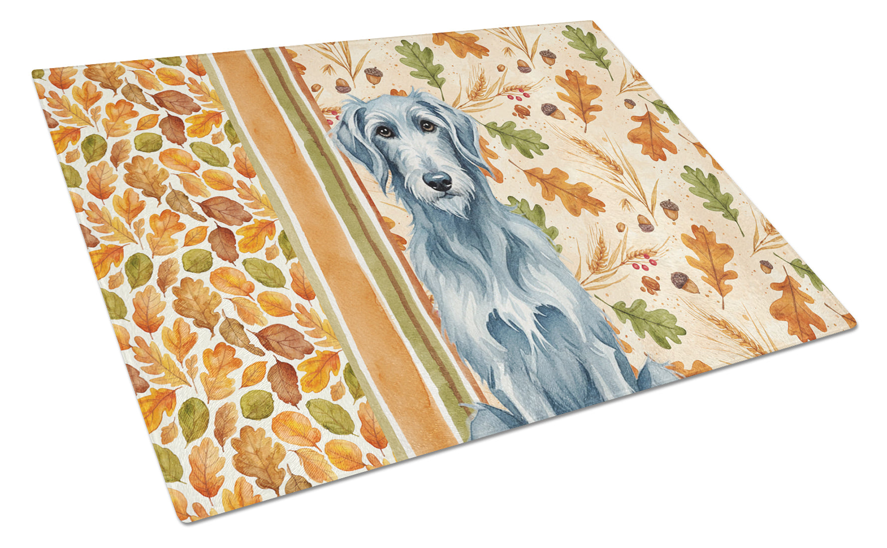 Blue-Gray Scottish Deerhound Heirloom Fall Cutting Board Tempered Glass Kitchen Cutting Surface, Heat Resistant Chopping, Non-Slip Feet, Food Prep & Serving