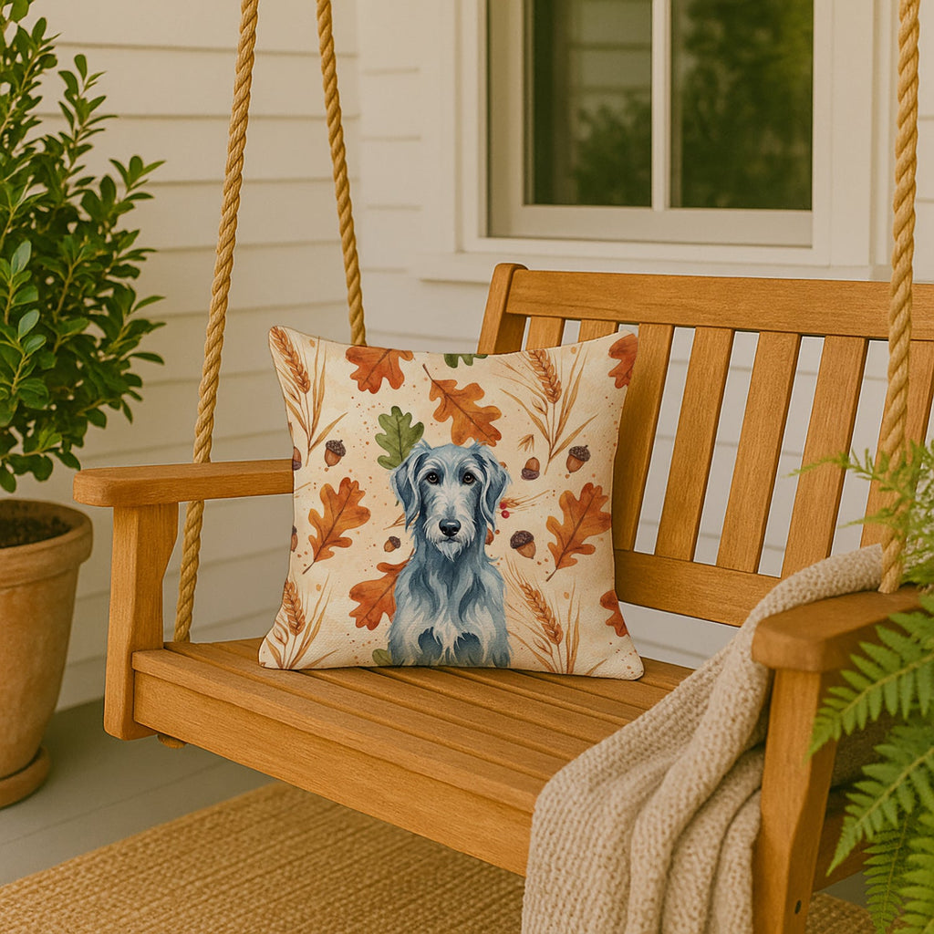Blue-Gray Scottish Deerhound Heirloom Fall Decorative Throw Pillow 18x18 Indoor Outdoor Accent Cushion, Fabric Cover with Insert for Sofa, Bed, Porch & Living Room