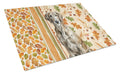 Brindle Scottish Deerhound Heirloom Fall Cutting Board Tempered Glass Kitchen Cutting Surface, Heat Resistant Chopping, Non-Slip Feet, Food Prep & Serving