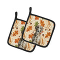 Brindle Scottish Deerhound Heirloom Fall Pot Holder Set of 2 Heat Resistant Quilted Hot Pads 7.5 x 7.5 Inch, Insulated Kitchen Trivets for Cooking & Baking