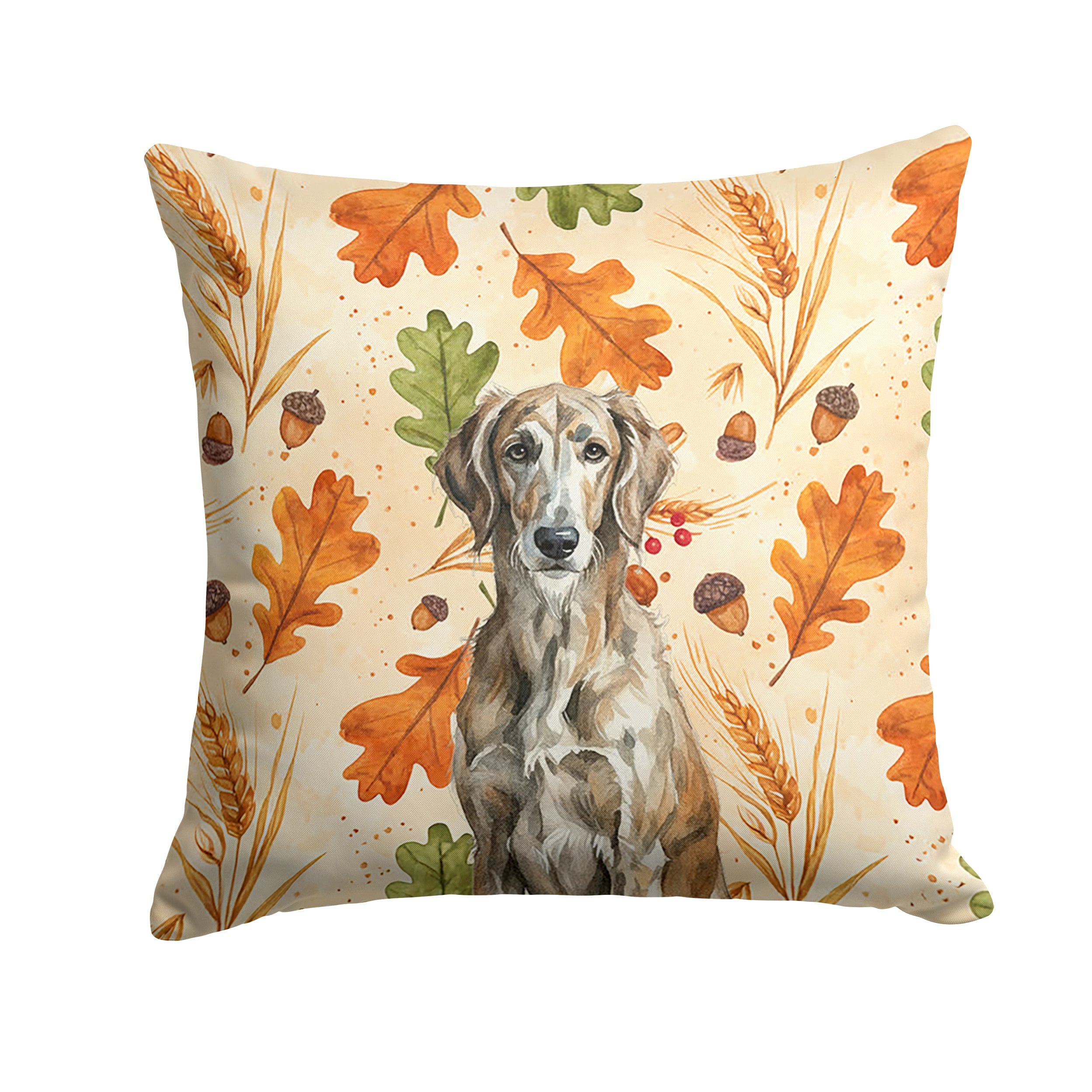 Brindle Scottish Deerhound Heirloom Fall Decorative Throw Pillow 18x18 Indoor Outdoor Accent Cushion, Fabric Cover with Insert for Sofa, Bed, Porch & Living Room