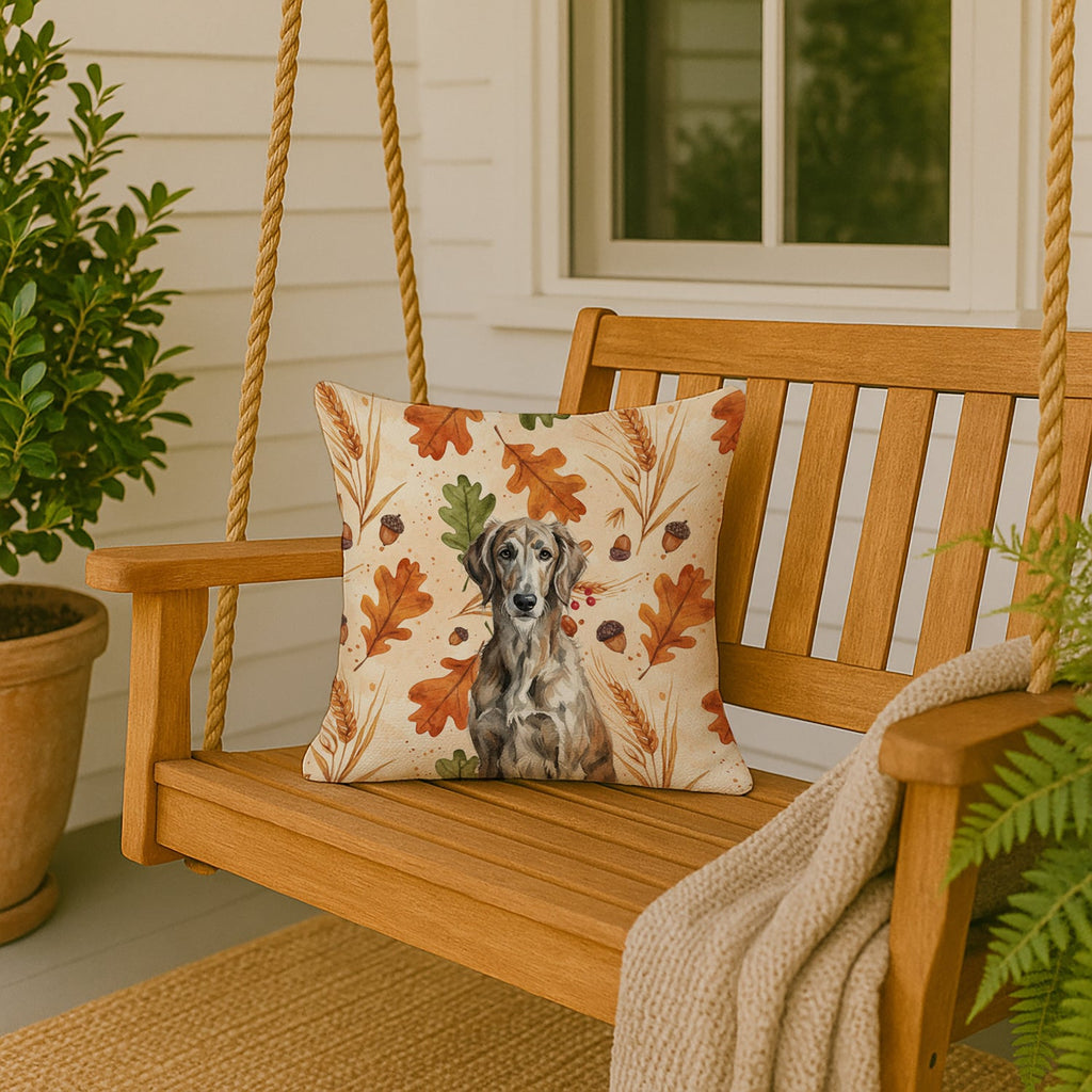 Brindle Scottish Deerhound Heirloom Fall Decorative Throw Pillow 18x18 Indoor Outdoor Accent Cushion, Fabric Cover with Insert for Sofa, Bed, Porch & Living Room