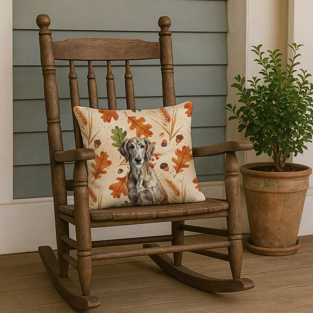 Brindle Scottish Deerhound Heirloom Fall Decorative Throw Pillow 18x18 Indoor Outdoor Accent Cushion, Fabric Cover with Insert for Sofa, Bed, Porch & Living Room