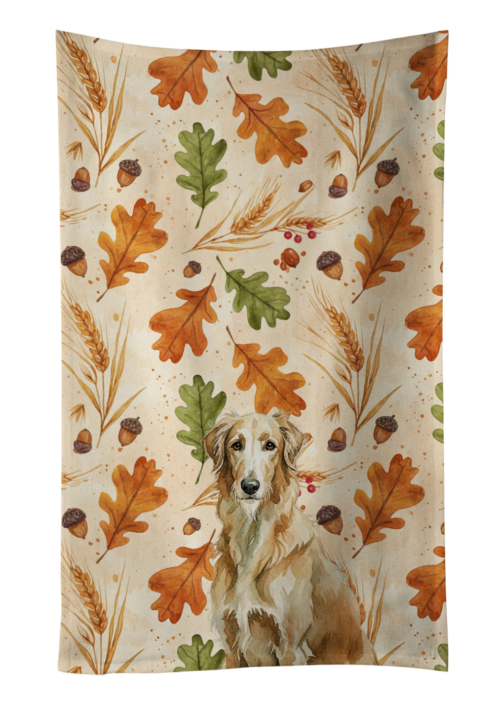 Wheaten Scottish Deerhound Heirloom Fall Kitchen Towel Velour Plush Front and Cotton Loop Back Machine Washable