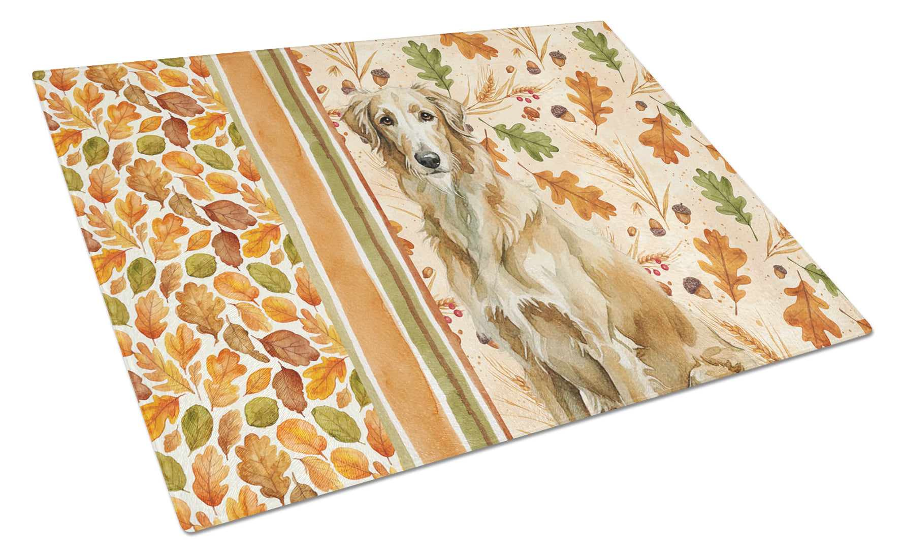 Wheaten Scottish Deerhound Heirloom Fall Cutting Board Tempered Glass Kitchen Cutting Surface, Heat Resistant Chopping, Non-Slip Feet, Food Prep & Serving