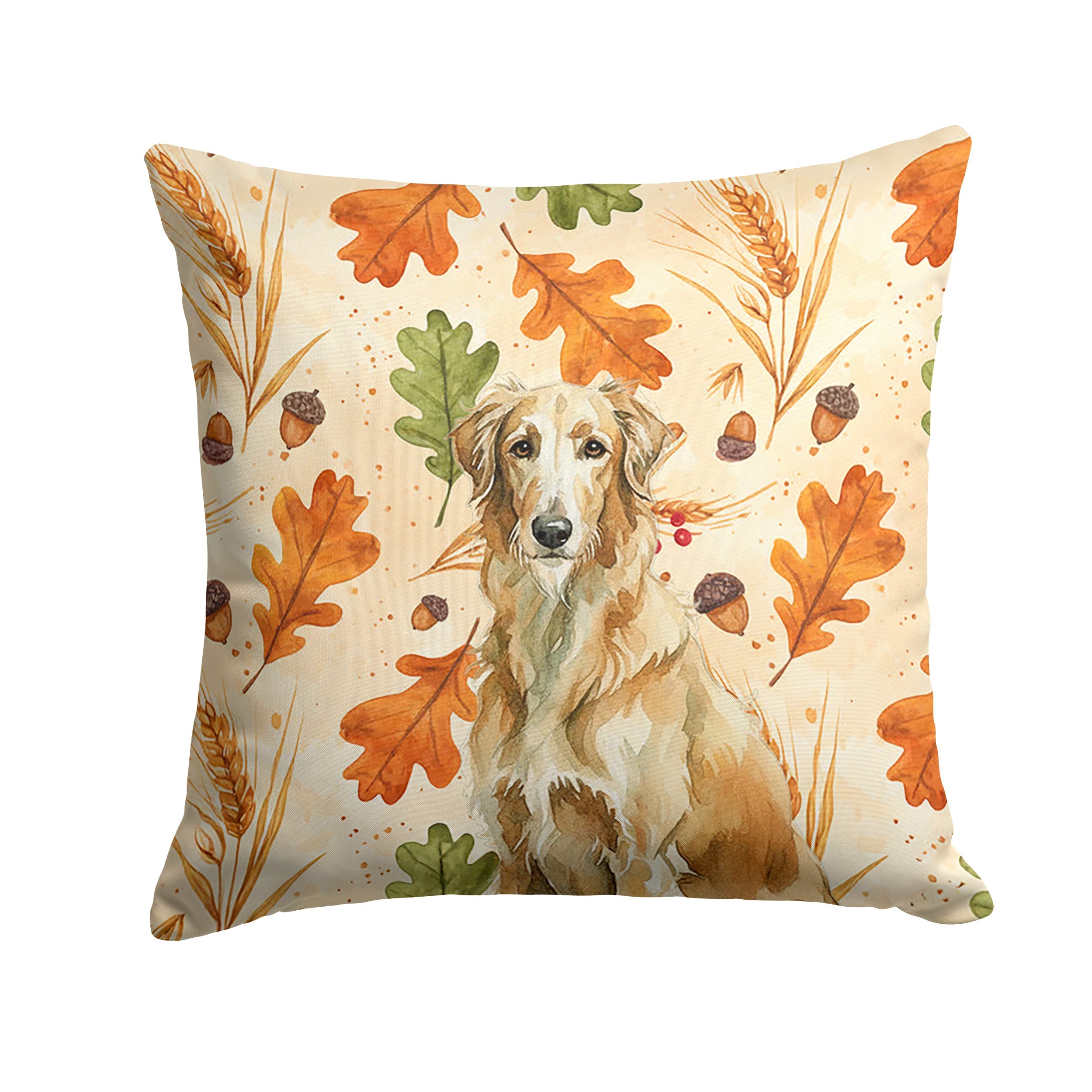 Wheaten Scottish Deerhound Heirloom Fall Decorative Throw Pillow 14x14 Indoor Outdoor Accent Cushion, Fabric Cover with Insert for Sofa, Bed, Porch & Living Room