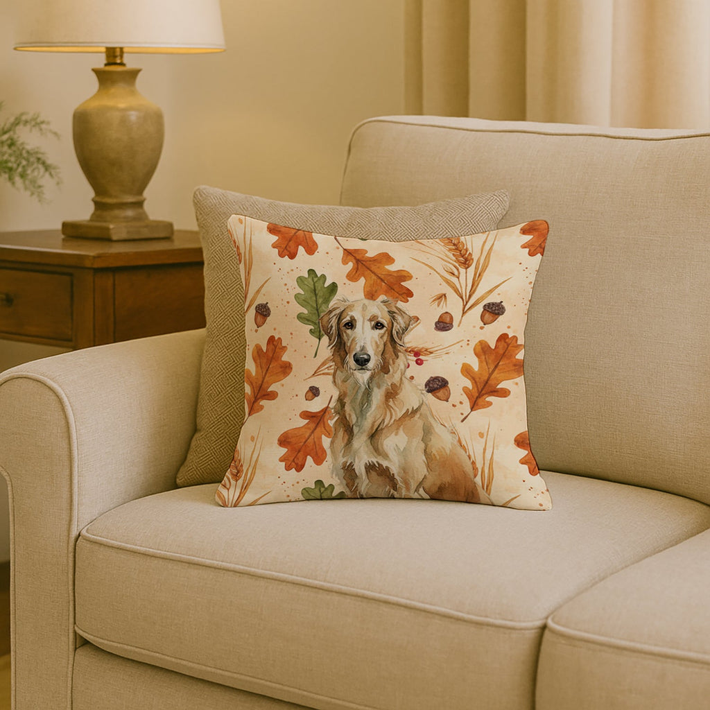 Wheaten Scottish Deerhound Heirloom Fall Decorative Throw Pillow 18x18 Indoor Outdoor Accent Cushion, Fabric Cover with Insert for Sofa, Bed, Porch & Living Room