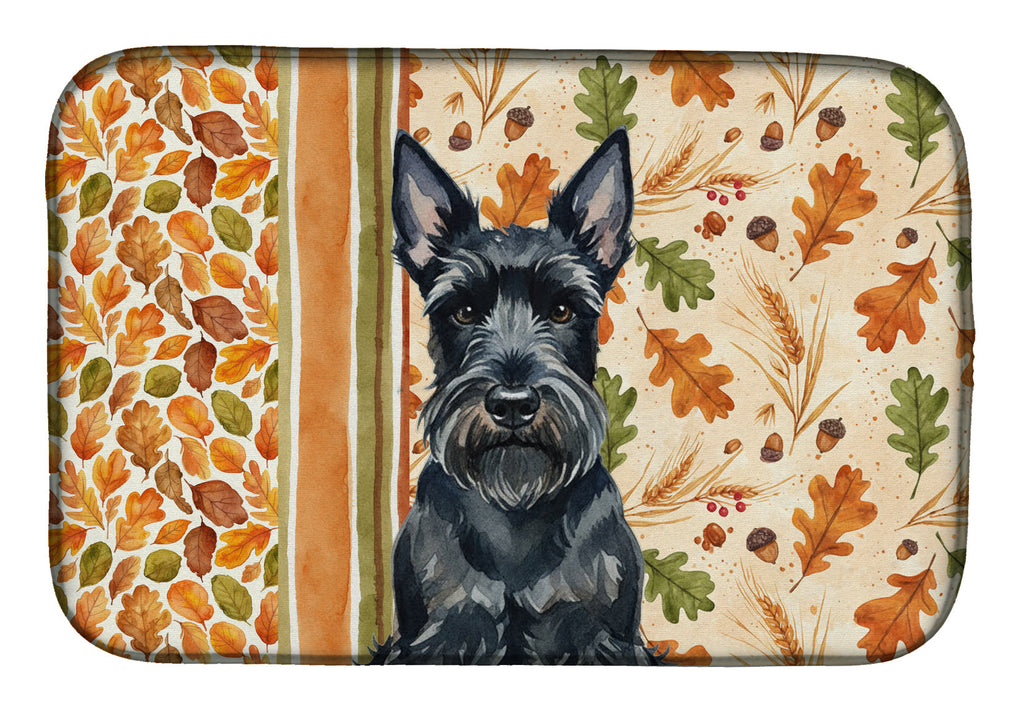 Scottish Terrier Heirloom Fall Dish Drying Mat Absorbent Dish Drying Mat Pad for Kitchen Counter Dish Drainer Mat for Countertop, 14 x 21", Multicolor