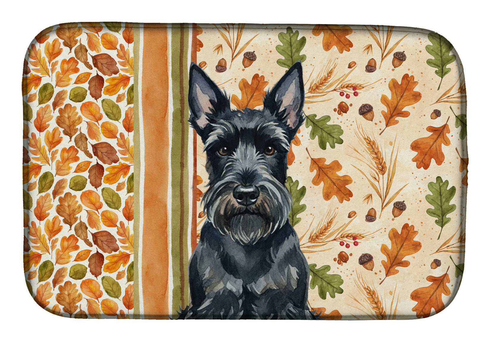 Scottish Terrier Heirloom Fall Dish Drying Mat Absorbent Dish Drying Mat Pad for Kitchen Counter Dish Drainer Mat for Countertop, 14 x 21", Multicolor
