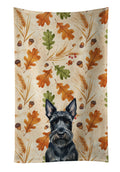Scottish Terrier Heirloom Fall Kitchen Towel Velour Plush Front and Cotton Loop Back Machine Washable