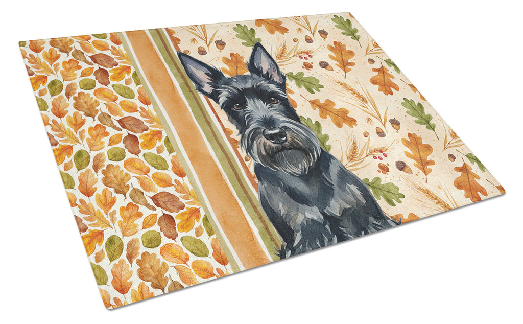 Scottish Terrier Heirloom Fall Cutting Board Tempered Glass Kitchen Cutting Surface, Heat Resistant Chopping, Non-Slip Feet, Food Prep & Serving