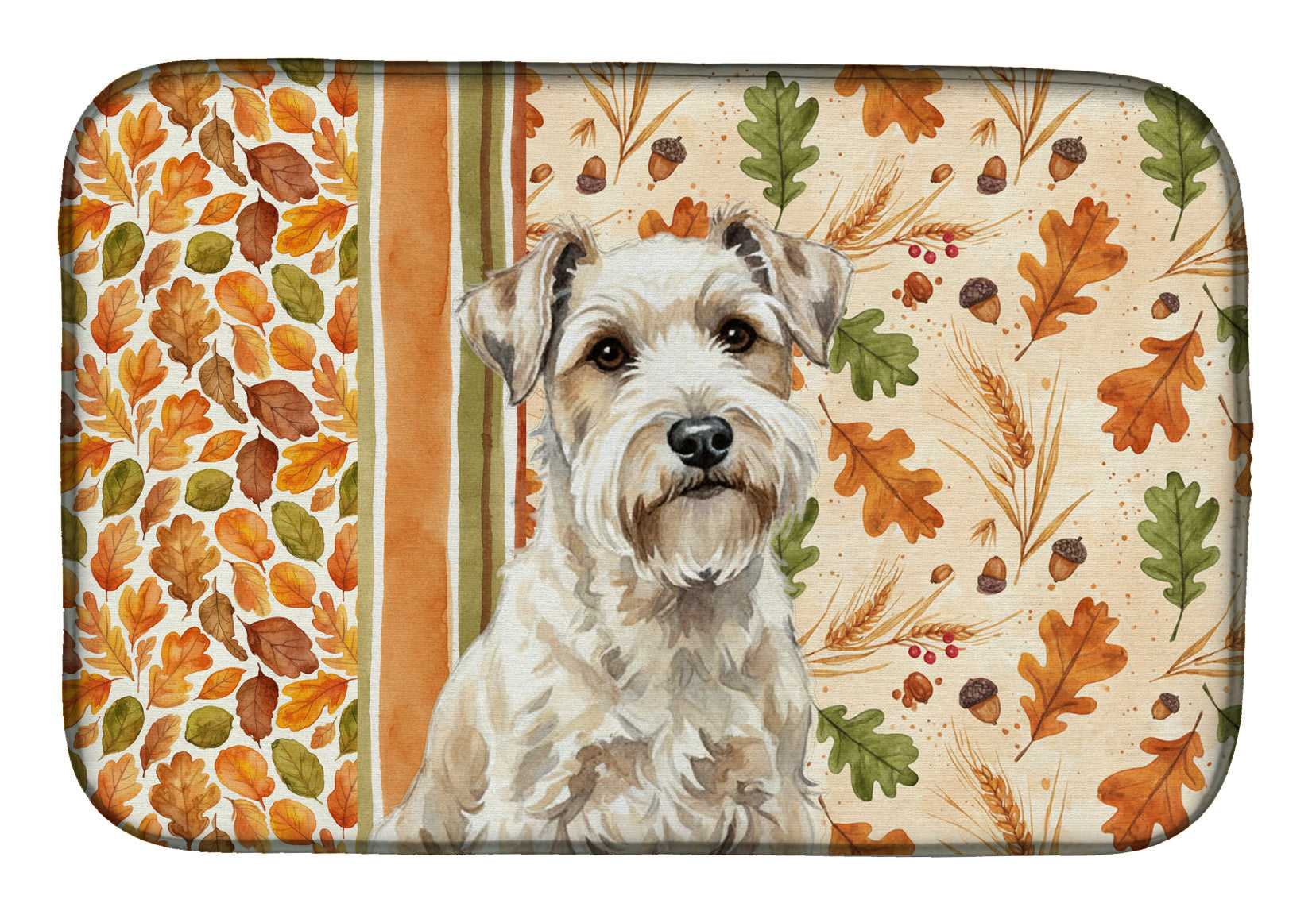 Sealyham Terrier Heirloom Fall Dish Drying Mat Absorbent Dish Drying Mat Pad for Kitchen Counter Dish Drainer Mat for Countertop, 14 x 21", Multicolor