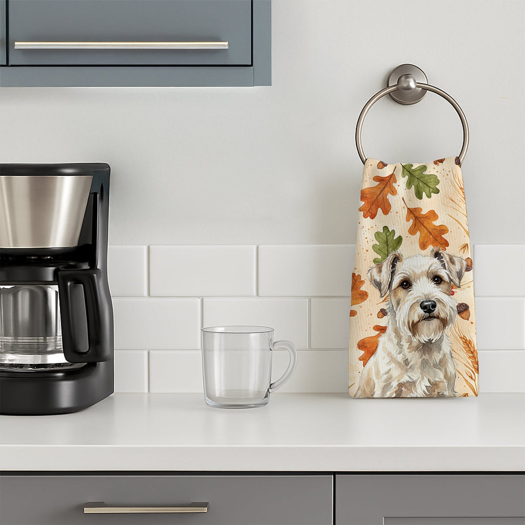 Sealyham Terrier Heirloom Fall Kitchen Towel Velour Plush Front and Cotton Loop Back Machine Washable