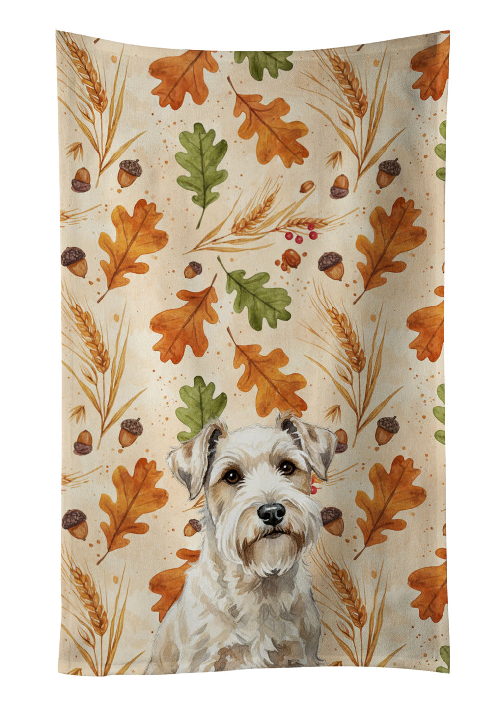 Sealyham Terrier Heirloom Fall Kitchen Towel Velour Plush Front and Cotton Loop Back Machine Washable