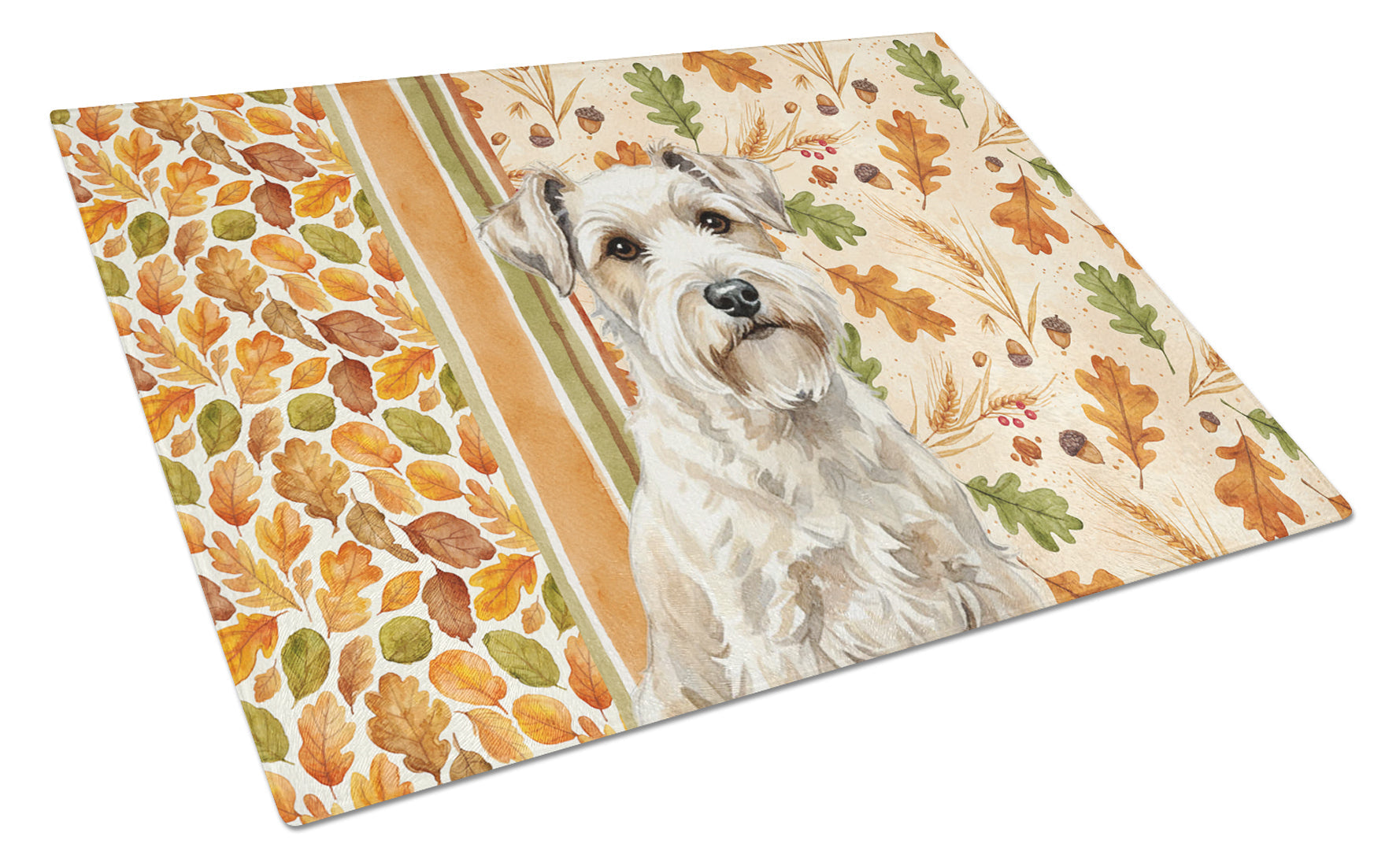 Sealyham Terrier Heirloom Fall Cutting Board Tempered Glass Kitchen Cutting Surface, Heat Resistant Chopping, Non-Slip Feet, Food Prep & Serving