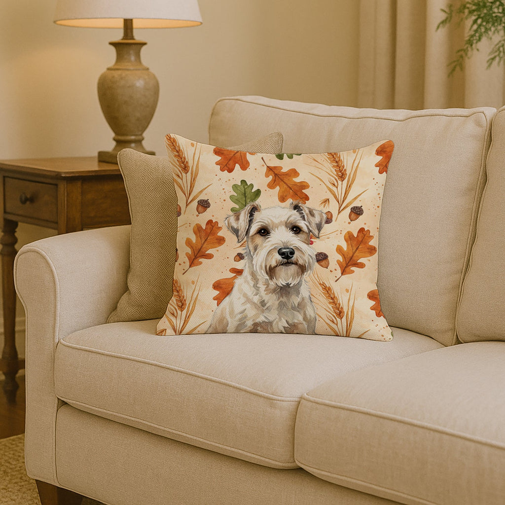 Sealyham Terrier Heirloom Fall Decorative Throw Pillow 14x14 Indoor Outdoor Accent Cushion, Fabric Cover with Insert for Sofa, Bed, Porch & Living Room