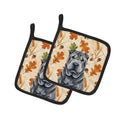 Black Shar Pei Heirloom Fall Pot Holder Set of 2 Heat Resistant Quilted Hot Pads 7.5 x 7.5 Inch, Insulated Kitchen Trivets for Cooking & Baking