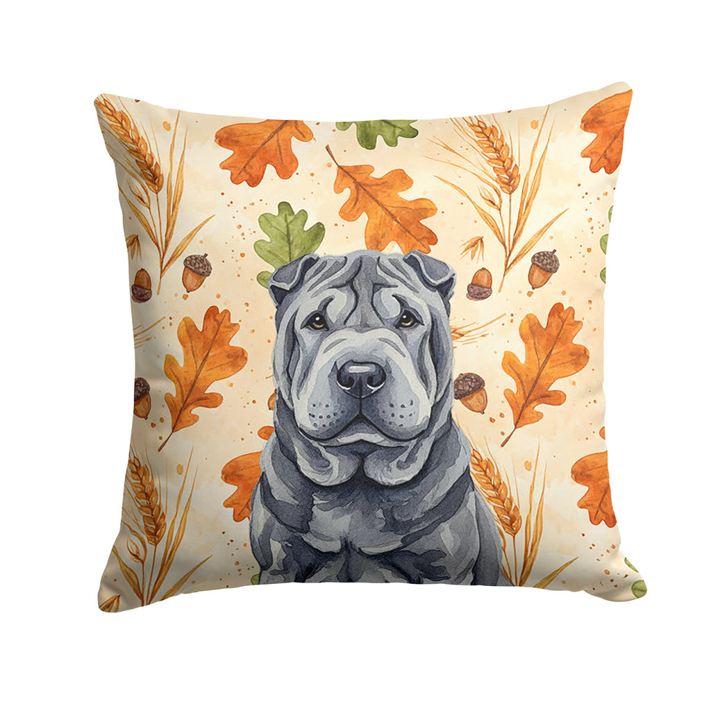 Black Shar Pei Heirloom Fall Decorative Throw Pillow 18x18 Indoor Outdoor Accent Cushion, Fabric Cover with Insert for Sofa, Bed, Porch & Living Room