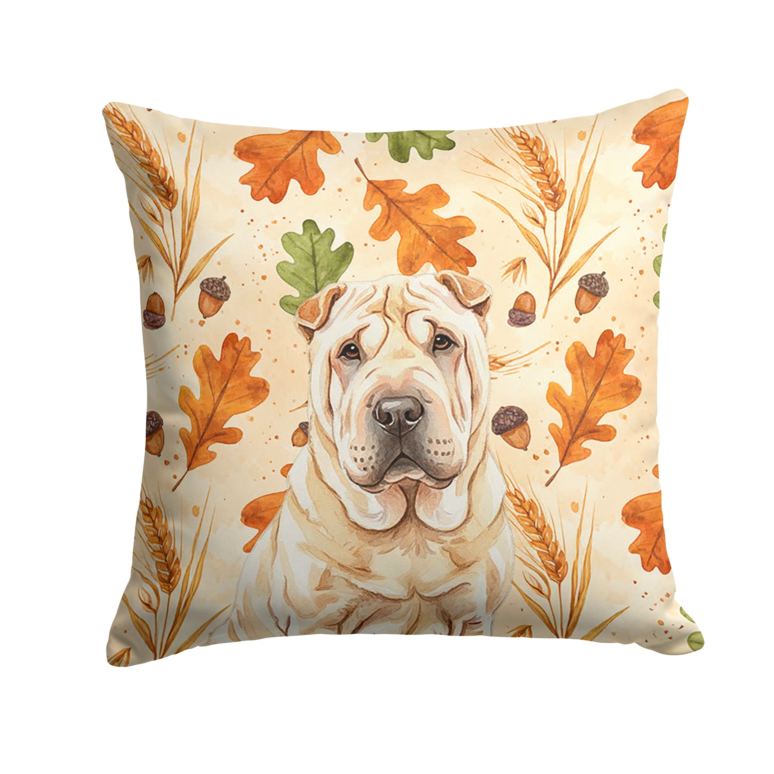 Shar Pei Heirloom Fall Decorative Throw Pillow 18x18 Indoor Outdoor Accent Cushion, Fabric Cover with Insert for Sofa, Bed, Porch & Living Room