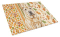 Red Shar Pei Heirloom Fall Cutting Board Tempered Glass Kitchen Cutting Surface, Heat Resistant Chopping, Non-Slip Feet, Food Prep & Serving