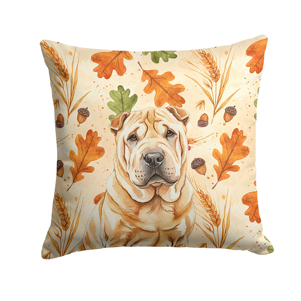 Red Shar Pei Heirloom Fall Decorative Throw Pillow 14x14 Indoor Outdoor Accent Cushion, Fabric Cover with Insert for Sofa, Bed, Porch & Living Room