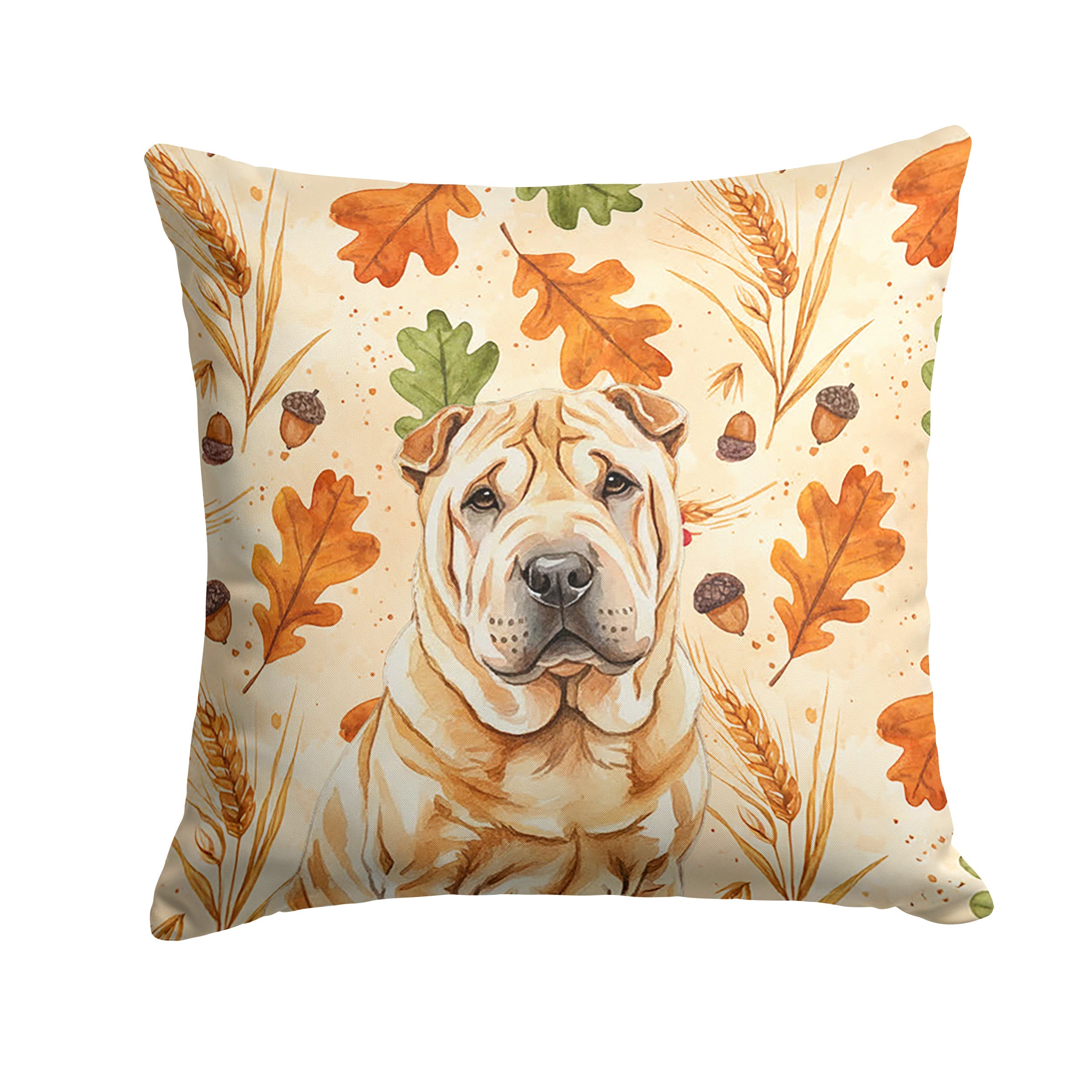 Red Shar Pei Heirloom Fall Decorative Throw Pillow 18x18 Indoor Outdoor Accent Cushion, Fabric Cover with Insert for Sofa, Bed, Porch & Living Room