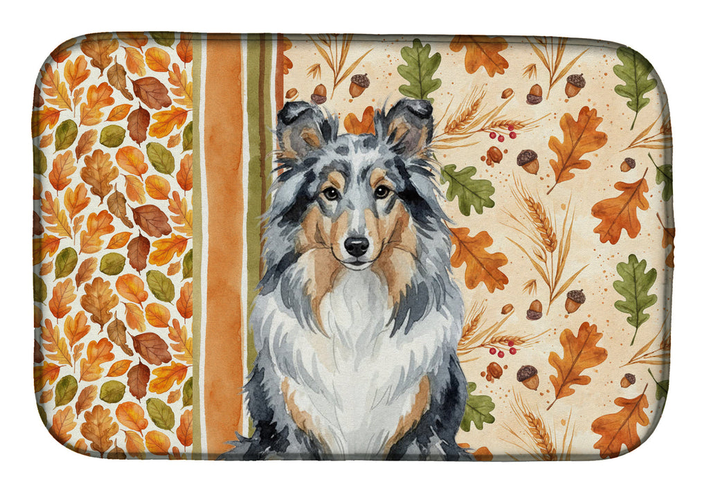 Blue Merle Sheltie Heirloom Fall Dish Drying Mat Absorbent Dish Drying Mat Pad for Kitchen Counter Dish Drainer Mat for Countertop, 14 x 21", Multicolor