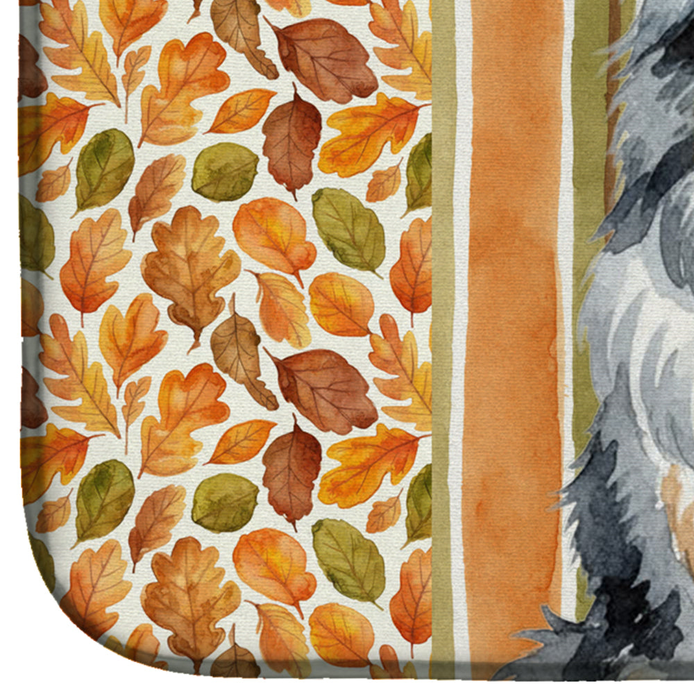Blue Merle Sheltie Heirloom Fall Dish Drying Mat Absorbent Dish Drying Mat Pad for Kitchen Counter Dish Drainer Mat for Countertop, 14 x 21", Multicolor