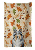 Blue Merle Sheltie Heirloom Fall Kitchen Towel Velour Plush Front and Cotton Loop Back Machine Washable