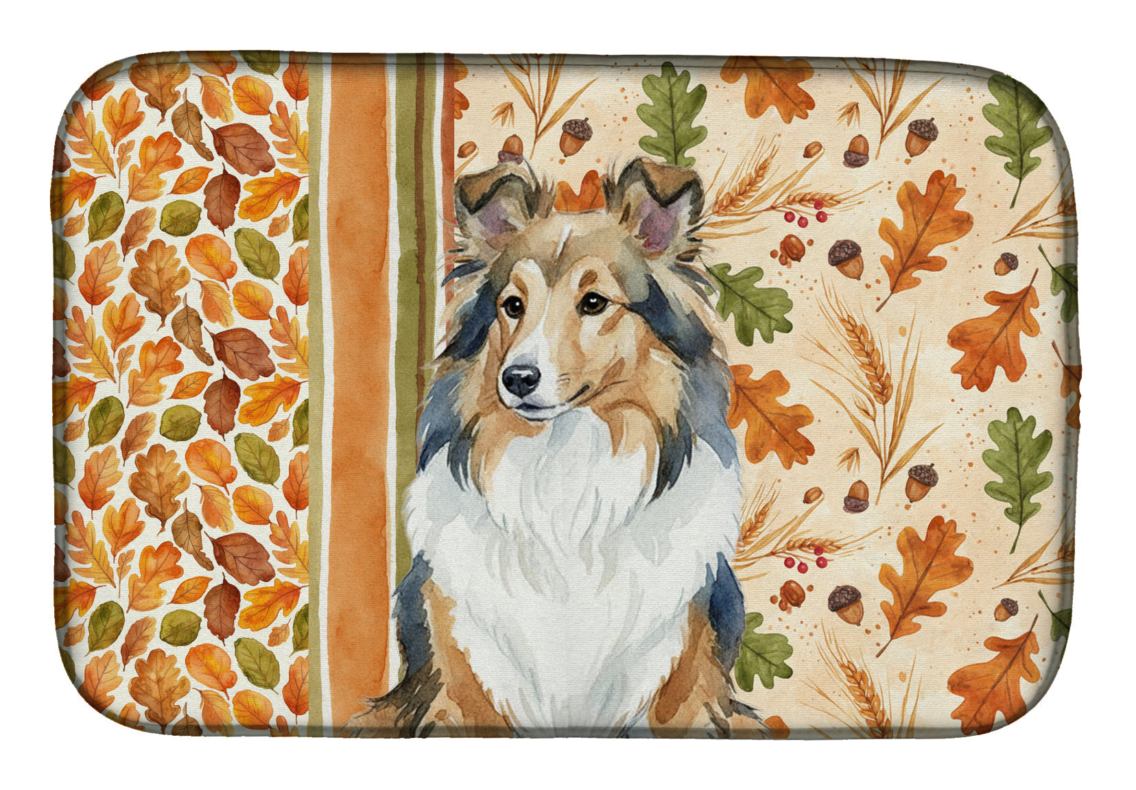 Sable Sheltie Heirloom Fall Dish Drying Mat Absorbent Dish Drying Mat Pad for Kitchen Counter Dish Drainer Mat for Countertop, 14 x 21", Multicolor