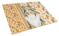 Sable Sheltie Heirloom Fall Cutting Board Tempered Glass Kitchen Cutting Surface, Heat Resistant Chopping, Non-Slip Feet, Food Prep & Serving